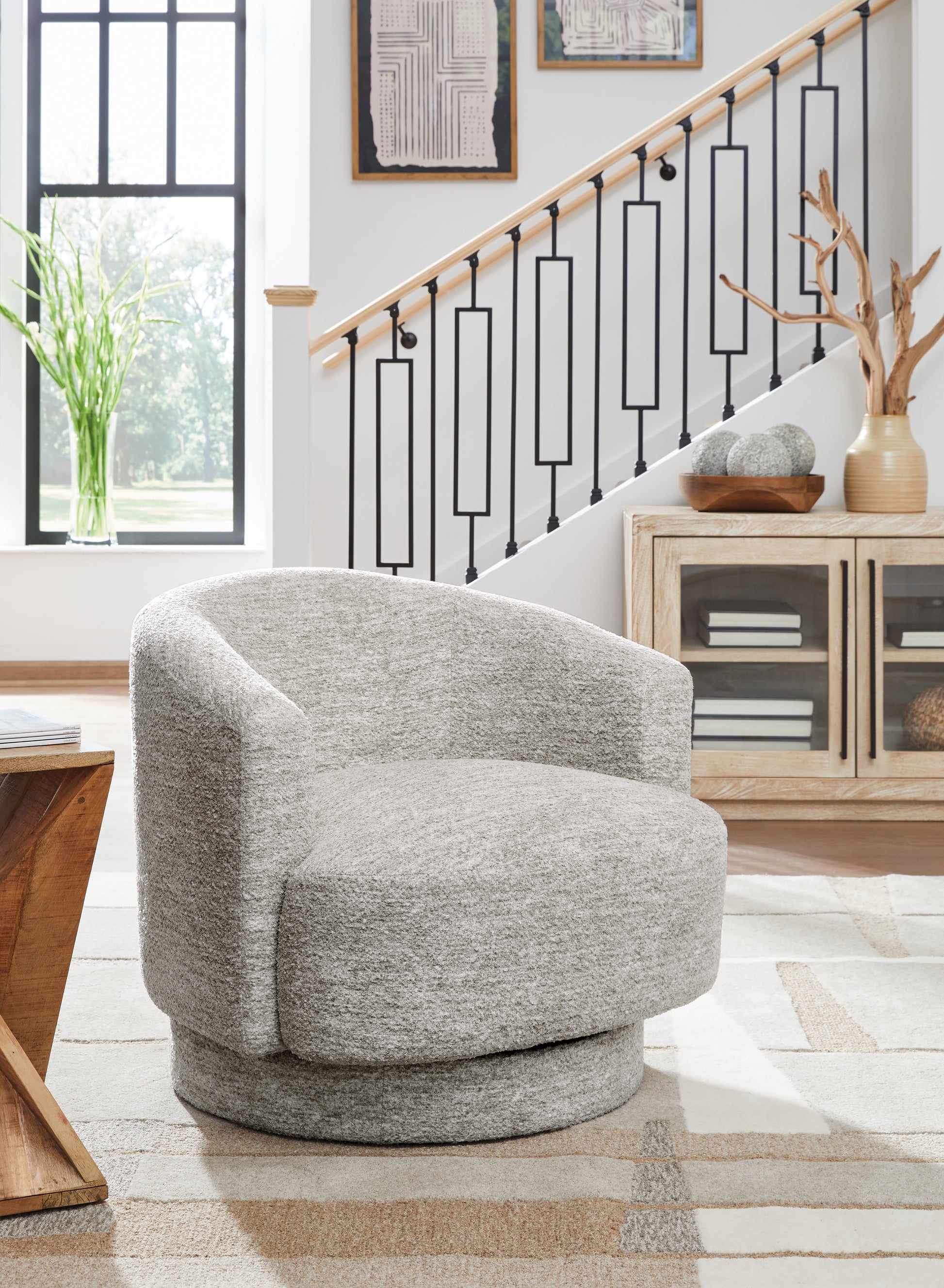 Cape Furniture Outlet - Ashley Furniture - Wardsor Swivel Accent Chair - Swivel Accent Chair / Stone - A3000731
