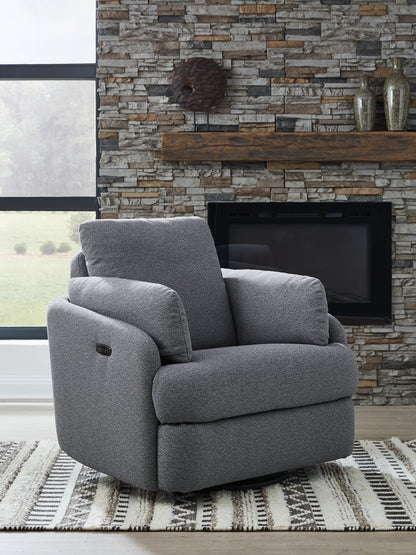 Cape Furniture Outlet - Ashley Furniture - Alainmont Next-Gen Nuvella Swivel Power Recliner - Swivel Power Recliner / Salt and Pepper - A3000738