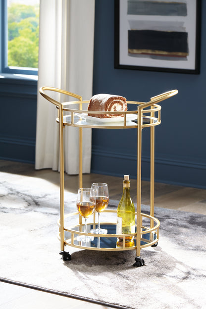 Cape Furniture Outlet - Ashley Furniture - Wynora Bar Cart - Bar Cart / Gold - A4000099