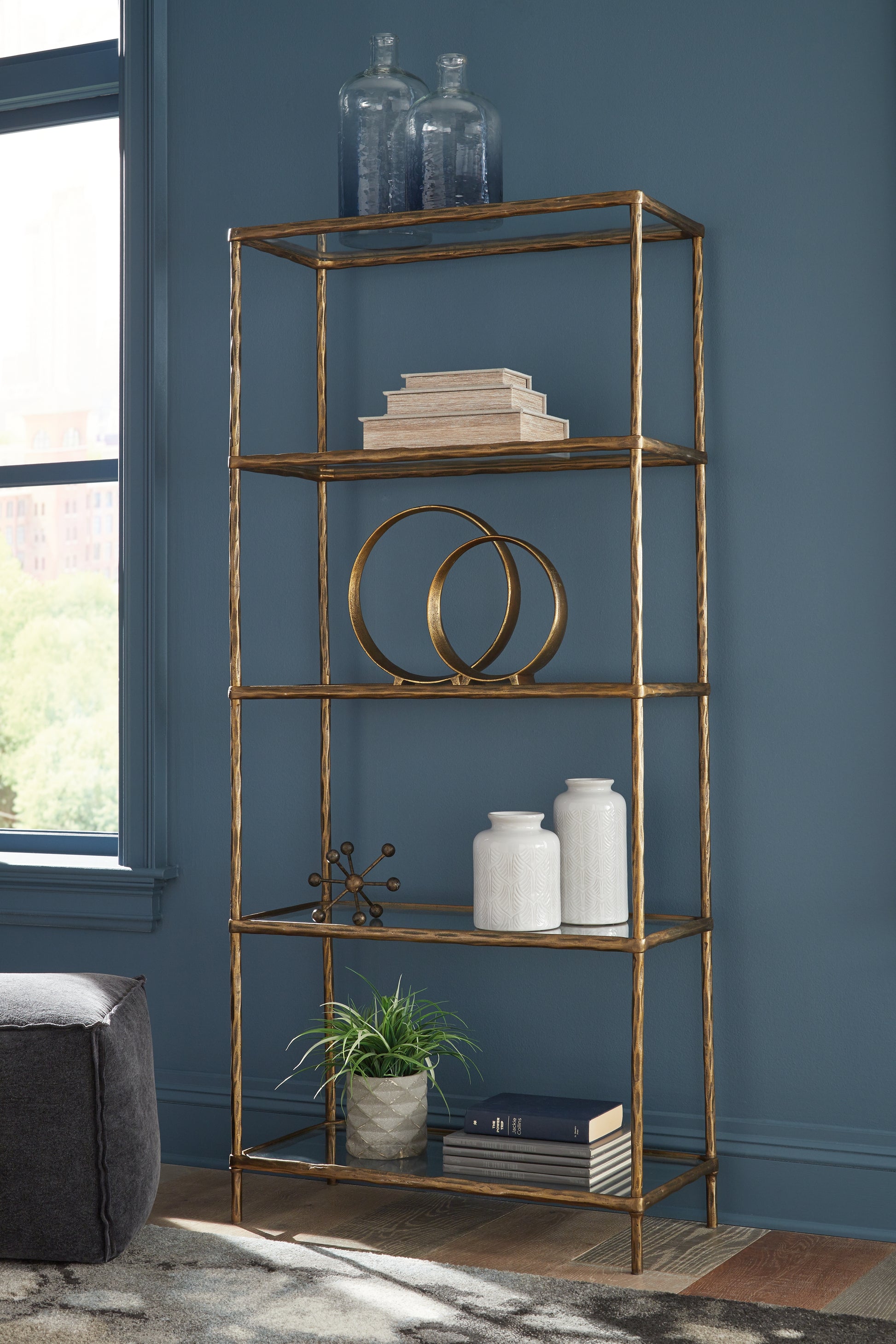 Cape Furniture Outlet - Ashley Furniture - Ryandale Bookcase - Bookcase / Antique Brass Finish - A4000441