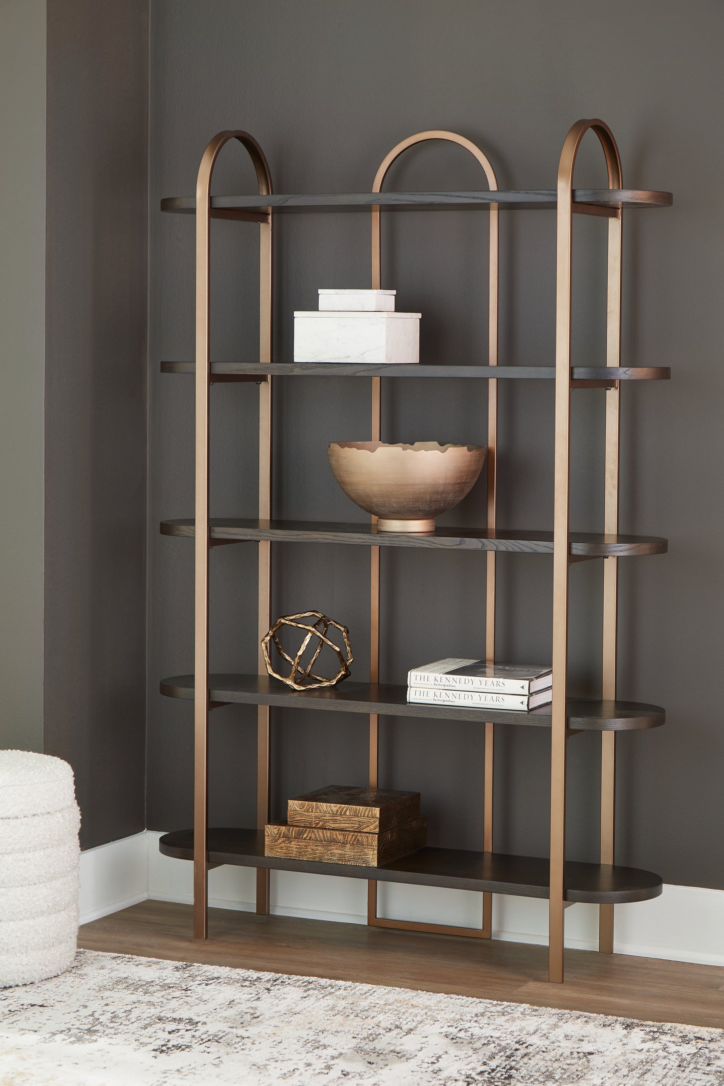 Cape Furniture Outlet - Ashley Furniture - Brentmour Bookcase - Bookcase / Brown/Gold Finish - A4000589