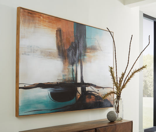 Cape Furniture Outlet - Ashley Furniture - Brunonia Wall Decor - Wall Art / Teal/Orange/Black - A8000337