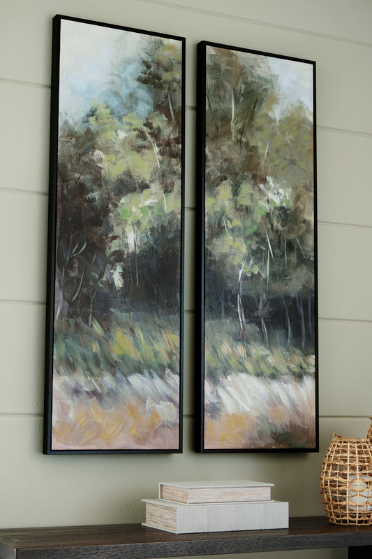 Cape Furniture Outlet - Ashley Furniture - Dansot Wall Decor - Wall Art Set (Set of 2) / Green/Brown - A8000393