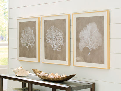 Cape Furniture Outlet - Ashley Furniture - Hendridge Wall Decor - Wall Art Set (3/CN) / Taupe/White - A8000486