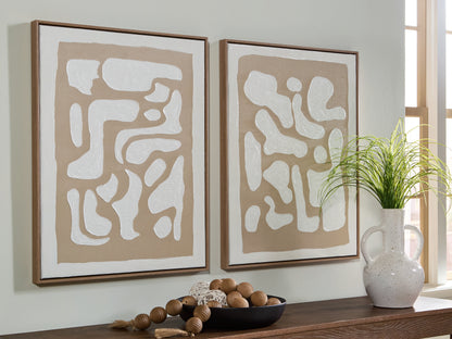 Cape Furniture Outlet - Ashley Furniture - Waldett Wall Decor - Wall Art Set (Set of 2) / Beige/White - A8000503