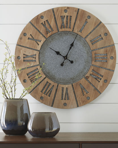 Cape Furniture Outlet - Ashley Furniture - Payson Wall Decor - Wall Clock / Antique Gray/Natural - A8010076
