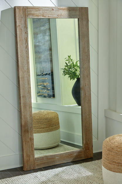 Cape Furniture Outlet - Ashley Furniture - Waltleigh Mirror - Floor Mirror / Distressed Brown - A8010278