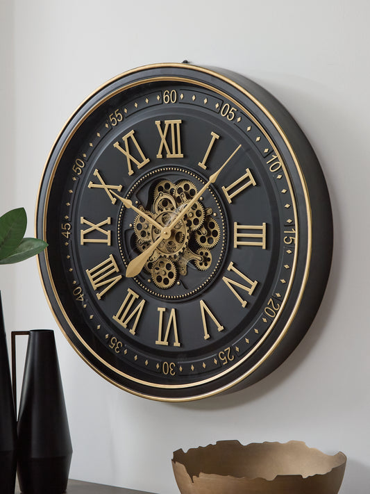 Cape Furniture Outlet - Ashley Furniture - Dairton Wall Decor - Wall Clock / Black/Gold Finish - A8010385