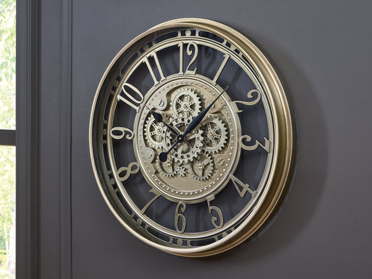 Cape Furniture Outlet - Ashley Furniture - Gilover Wall Decor - Wall Clock / Champagne Finish - A8010386