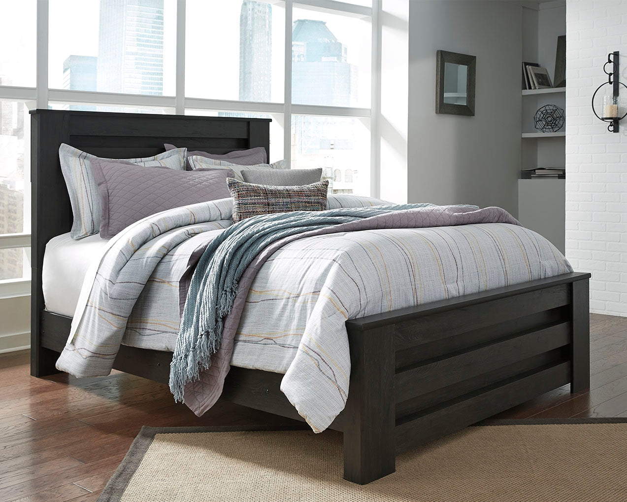 Cape Furniture Outlet - Ashley Furniture - Brinxton Bedroom - Queen Panel Bed / Charcoal - B249B2