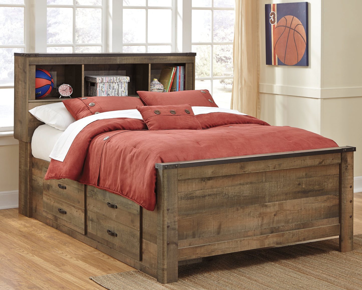 Cape Furniture Outlet - Ashley Furniture - Trinell Bedroom - Full Panel Bed with 2 Storage Drawers / Brown - B446B10