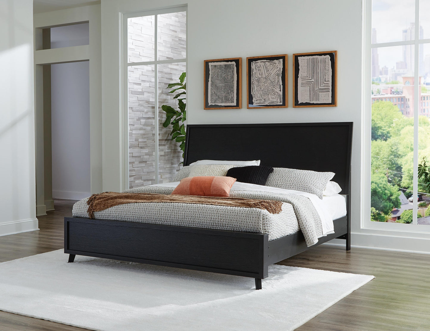 Cape Furniture Outlet - Ashley Furniture - Danziar Bedroom - King Panel Bed / Black - B1013B7