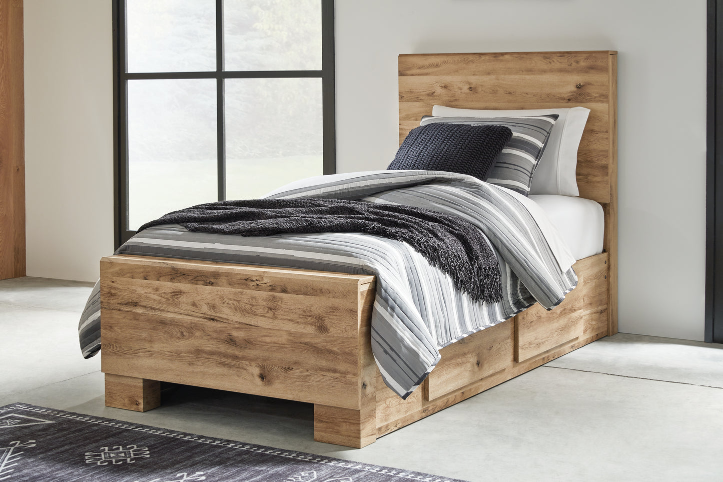 Cape Furniture Outlet - Ashley Furniture - Hyanna Bedroom - Twin Panel Bed with 1 Side Storage / Tan Brown - B1050B24