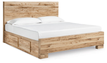 Cape Furniture Outlet - Ashley Furniture - Hyanna Bedroom - King Panel Bed with 2 Side Storage / Tan Brown - B1050B33