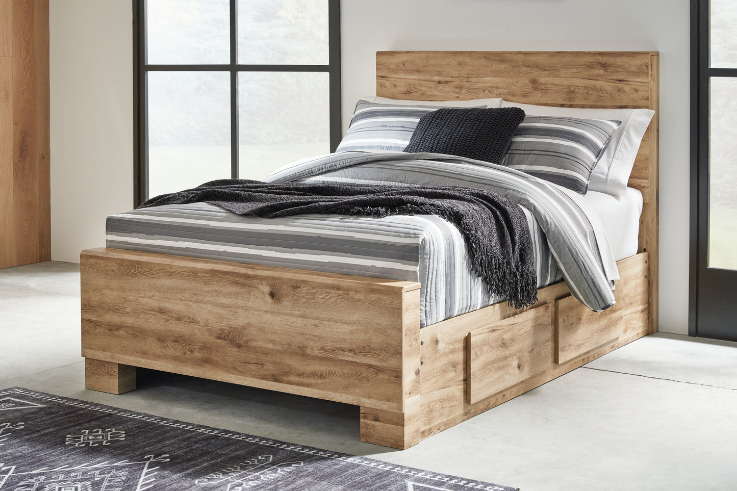 Cape Furniture Outlet - Ashley Furniture - Hyanna Bedroom - Full Panel Bed with 2 Side Storage / Tan Brown - B1050B29