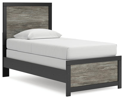 Cape Furniture Outlet - Ashley Furniture - Broachmyn Bedroom - Twin Panel Bed / Black/Gray - PCB1118B8