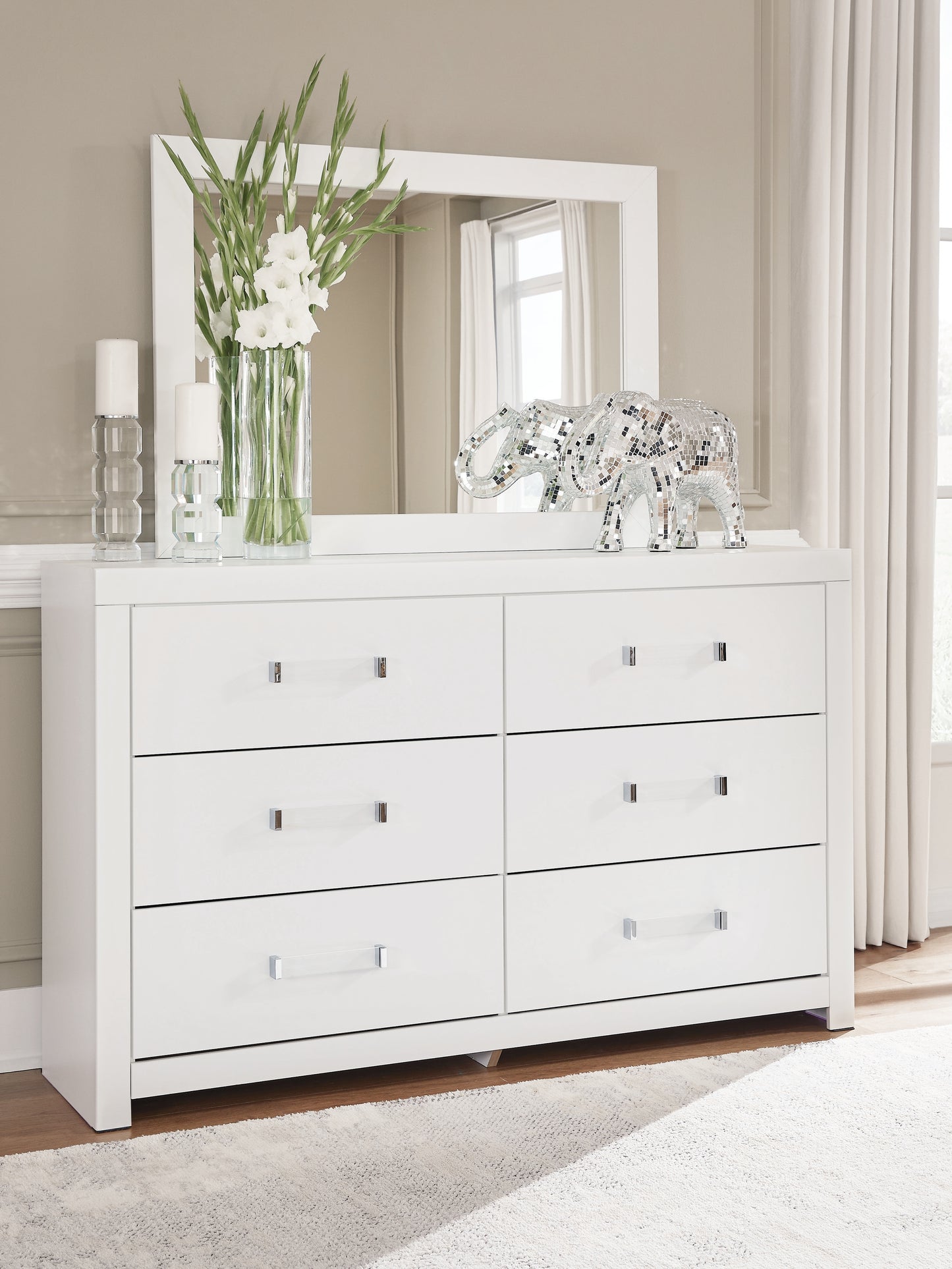 Cape Furniture Outlet - Ashley Furniture - Maeling Bedroom - Dresser and Mirror / White - PCB1119B1