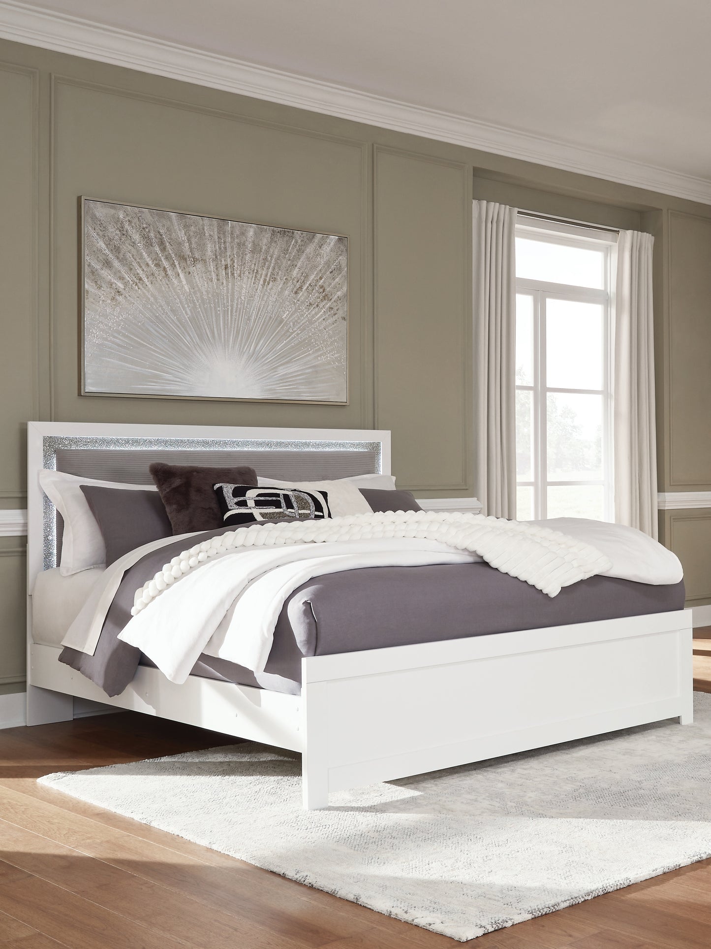 Cape Furniture Outlet - Ashley Furniture - Maeling Bedroom - King Upholstered Panel Bed / White - PCB1119B4
