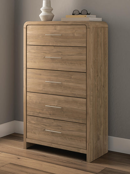 Cape Furniture Outlet - Ashley Furniture - Gramburg Bedroom - Five Drawer Chest / Warm Natural Brown - PCB1121-46