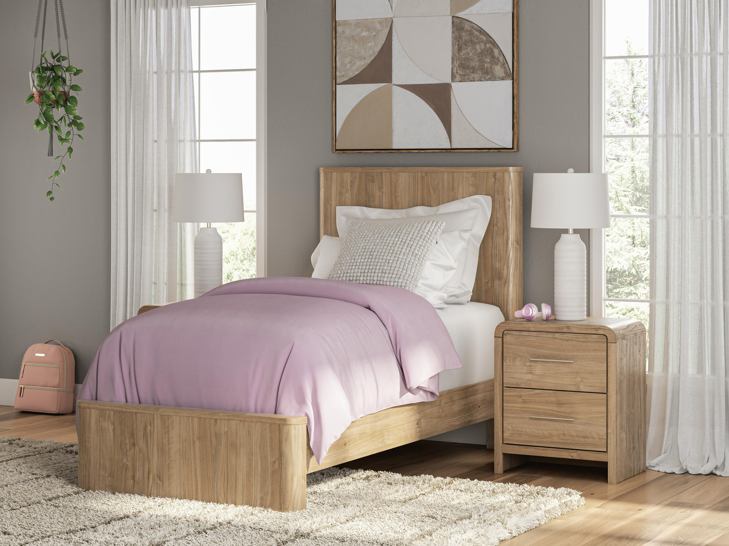 Cape Furniture Outlet - Ashley Furniture - Gramburg Bedroom - Twin Panel Platform Bed / Warm Natural Brown - PCB1121B8