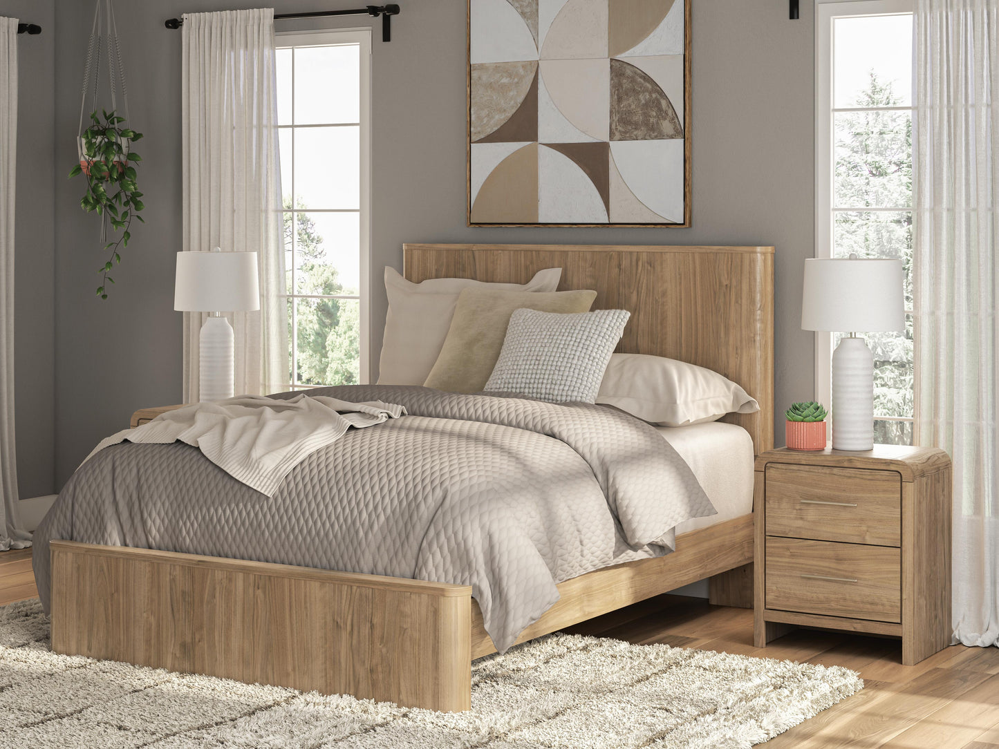 Cape Furniture Outlet - Ashley Furniture - Gramburg Bedroom - Queen Panel Platform Bed / Warm Natural Brown - PCB1121B10