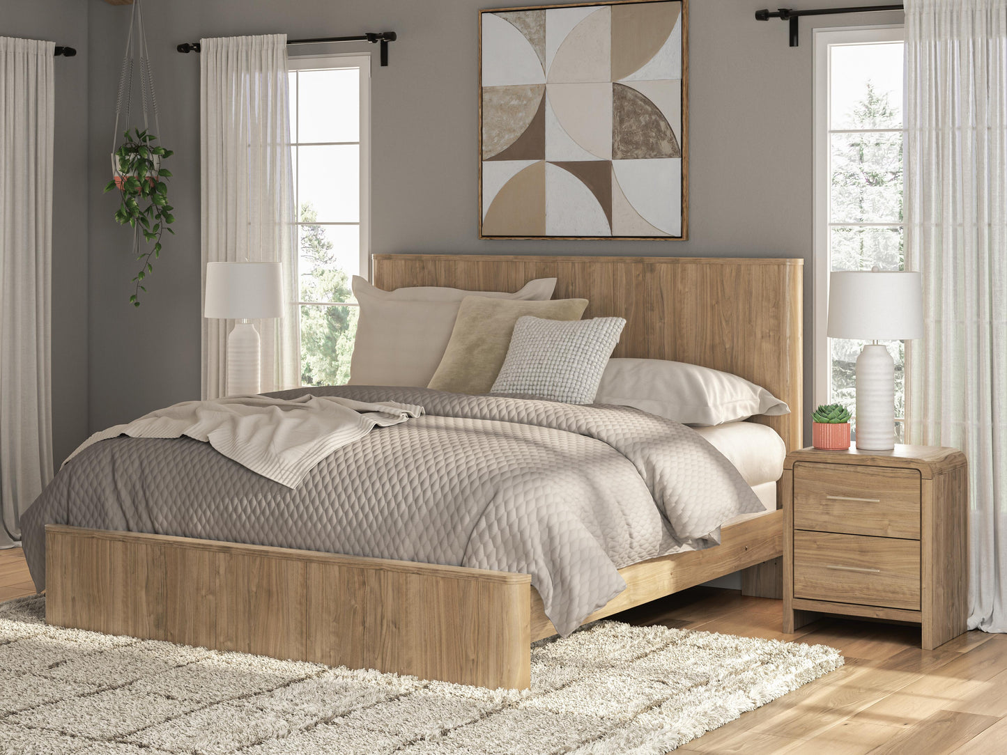 Cape Furniture Outlet - Ashley Furniture - Gramburg Bedroom - King Panel Bed / Warm Natural Brown - PCB1121B16