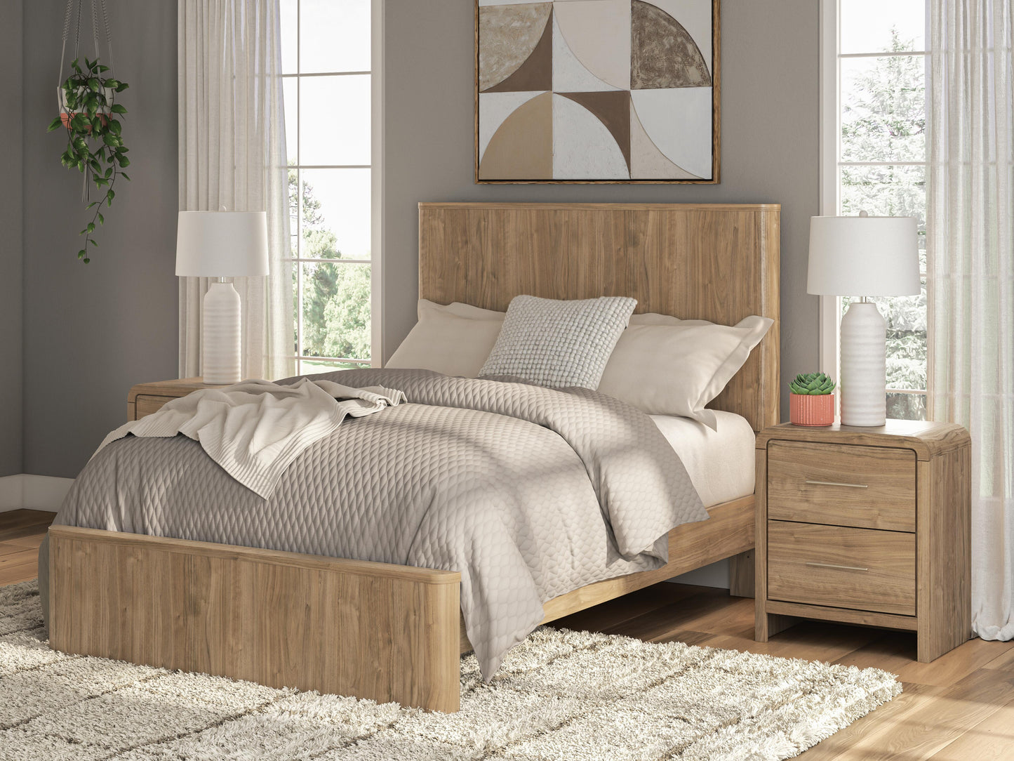 Cape Furniture Outlet - Ashley Furniture - Gramburg Bedroom - Full Panel Platform Bed / Warm Natural Brown - PCB1121B9