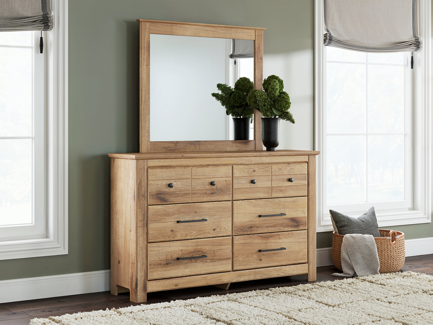 Cape Furniture Outlet - Ashley Furniture - Makidern Bedroom - Dresser and Mirror / Tan - PCB1170B1