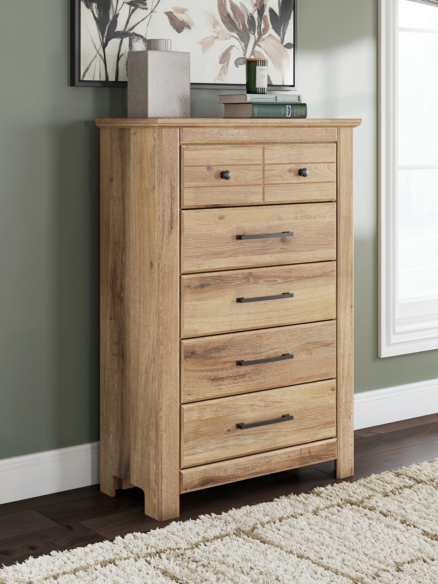 Cape Furniture Outlet - Ashley Furniture - Makidern Bedroom - Five Drawer Chest / Tan - PCB1170-46