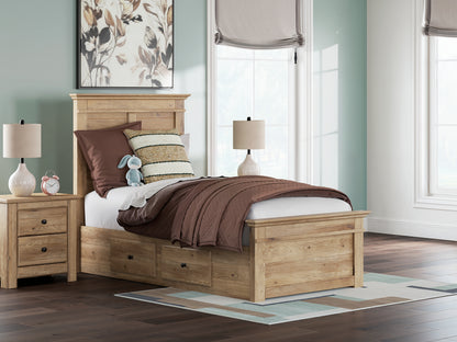 Cape Furniture Outlet - Ashley Furniture - Makidern Bedroom - Twin Panel Storage Bed / Tan - PCB1170B30
