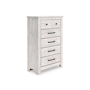 Cape Furniture Outlet - Ashley Furniture - Makidern Bedroom - Five Drawer Chest / Whitewash - PCB1171-46