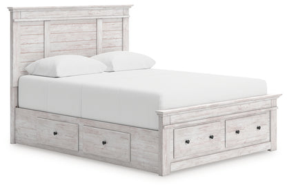 Cape Furniture Outlet - Ashley Furniture - Makidern Bedroom - Queen Panel Storage Bed / Whitewash - PCB1171B9