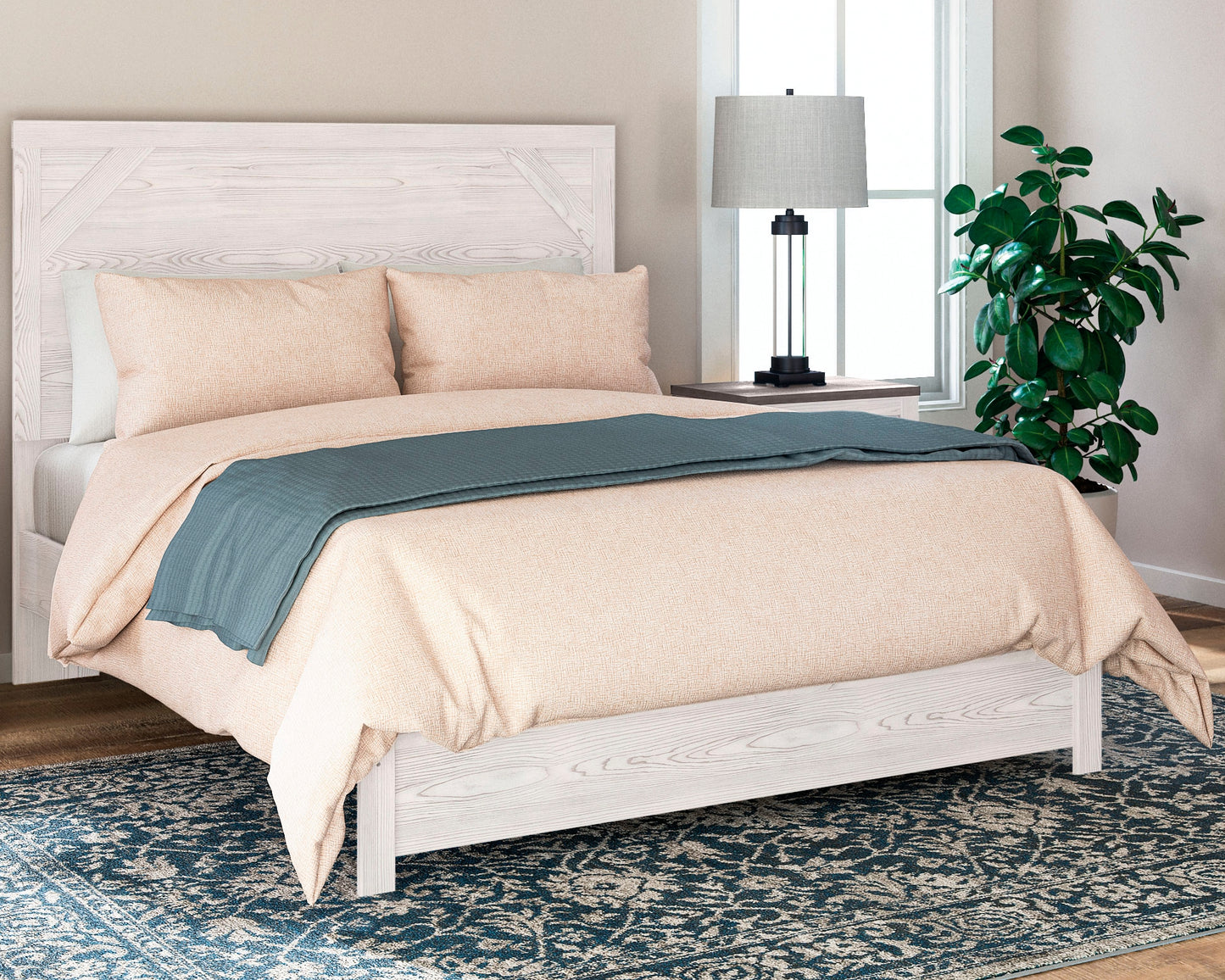 Cape Furniture Outlet - Ashley Furniture - Gerridan Bedroom - Queen Panel Bed / White/Gray - B1190B2