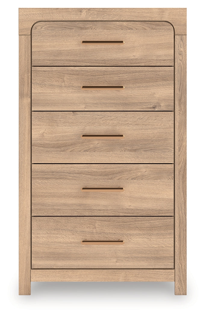 Cape Furniture Outlet - Ashley Furniture - Kinlanni Bedroom - Five Drawer Chest / Tan - PCB1360-46