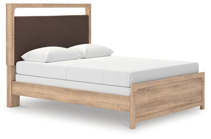Cape Furniture Outlet - Ashley Furniture - Kinlanni Bedroom - Queen Upholstered Panel Bed / Tan - PCB1360B4