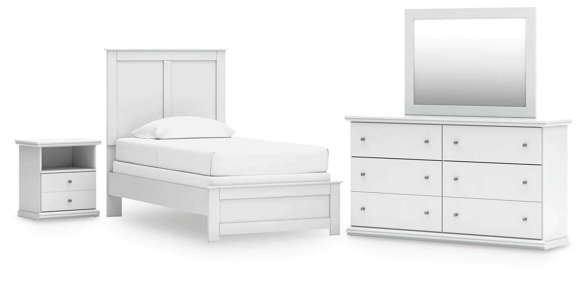 Cape Furniture Outlet - Ashley Furniture - Bostwick Shoals Twin Panel Bed, Dresser, Mirror and Nightstand - Twin Panel Bed, Dresser, Mirror and Nightstand - B139B60
