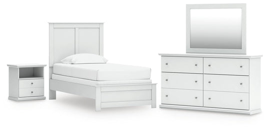 Cape Furniture Outlet - Ashley Furniture - Bostwick Shoals Twin Panel Bed, Dresser, Mirror and Nightstand - Twin Panel Bed, Dresser, Mirror and Nightstand - B139B60
