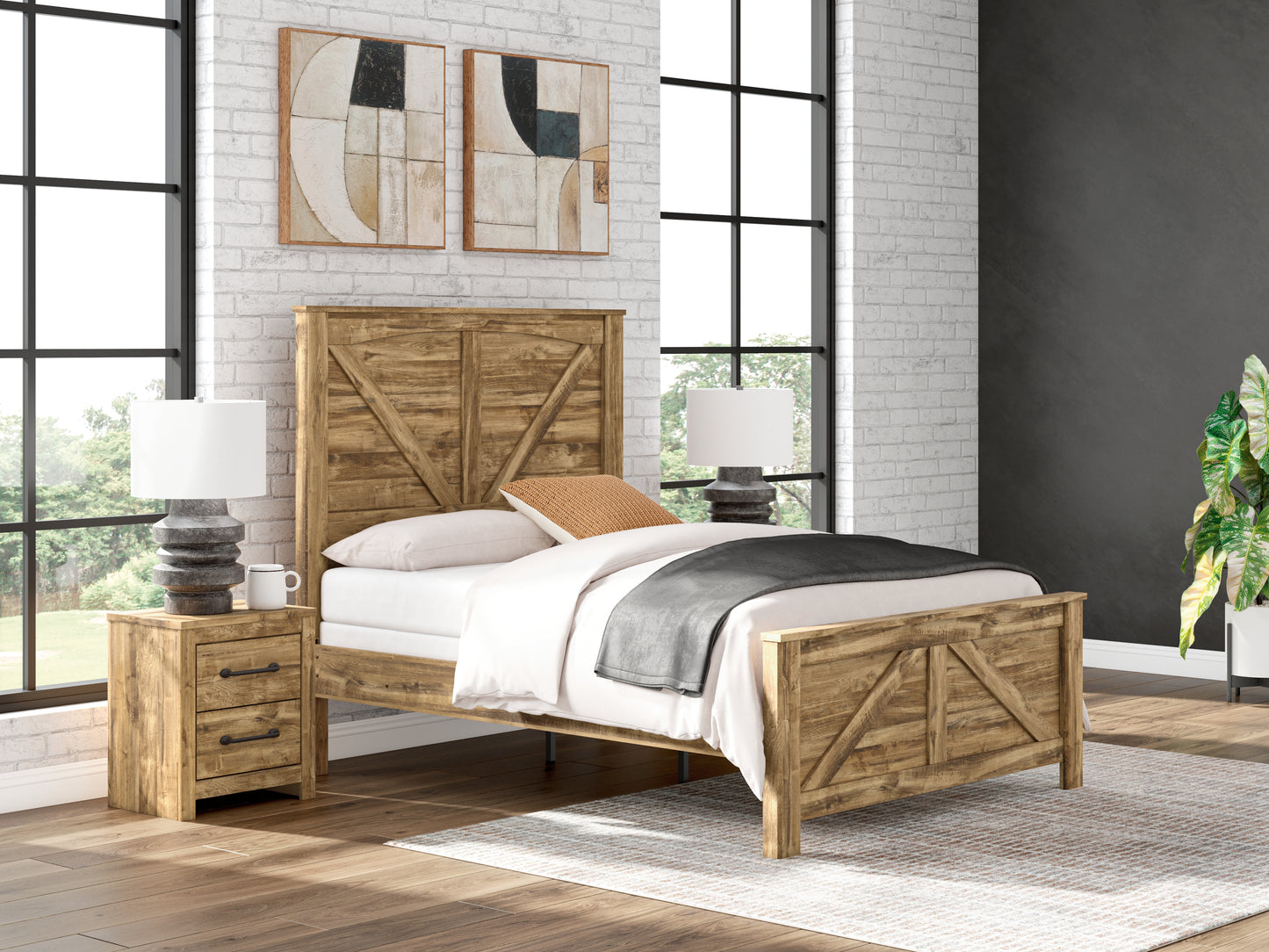 Cape Furniture Outlet - Ashley Furniture - Maystonna Bedroom - Queen Crossbuck Panel Bed / Brown - PCB1580B2