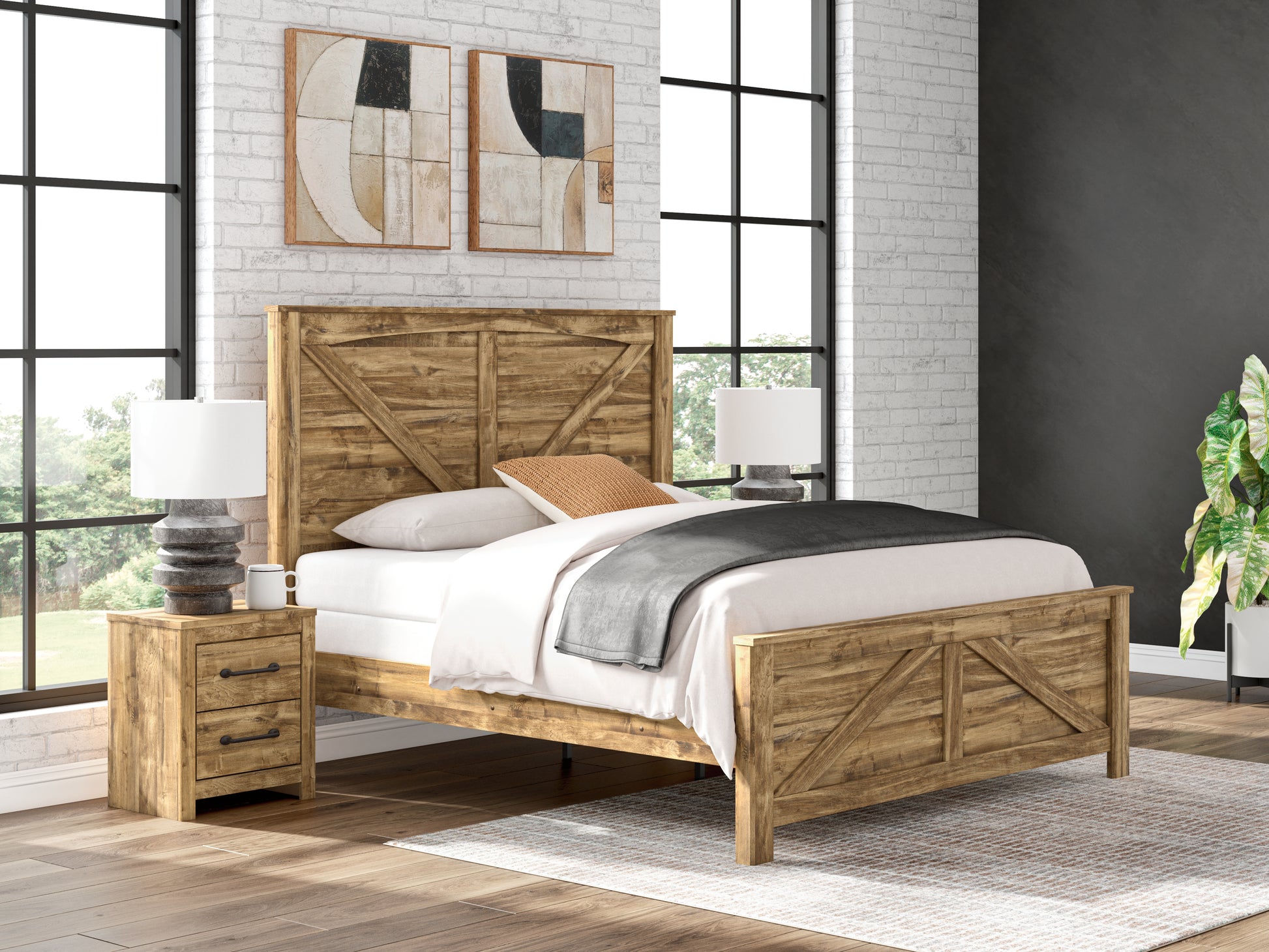 Cape Furniture Outlet - Ashley Furniture - Maystonna Bedroom - King Crossbuck Panel Bed - PCB1580B6