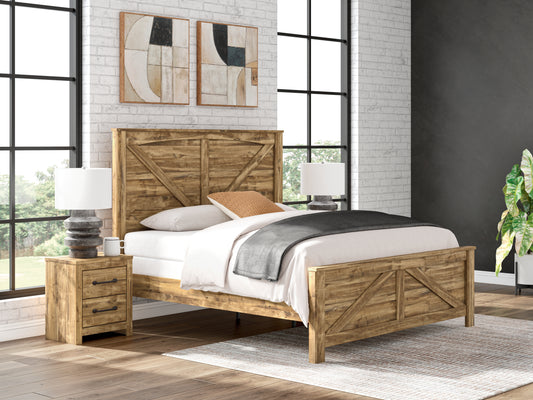 Cape Furniture Outlet - Ashley Furniture - Maystonna Bedroom - King Crossbuck Panel Bed - PCB1580B6
