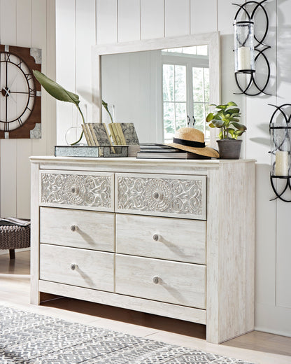 Cape Furniture Outlet - Ashley Furniture - Paxberry Bedroom - Dresser and Mirror / Whitewash - B181B8