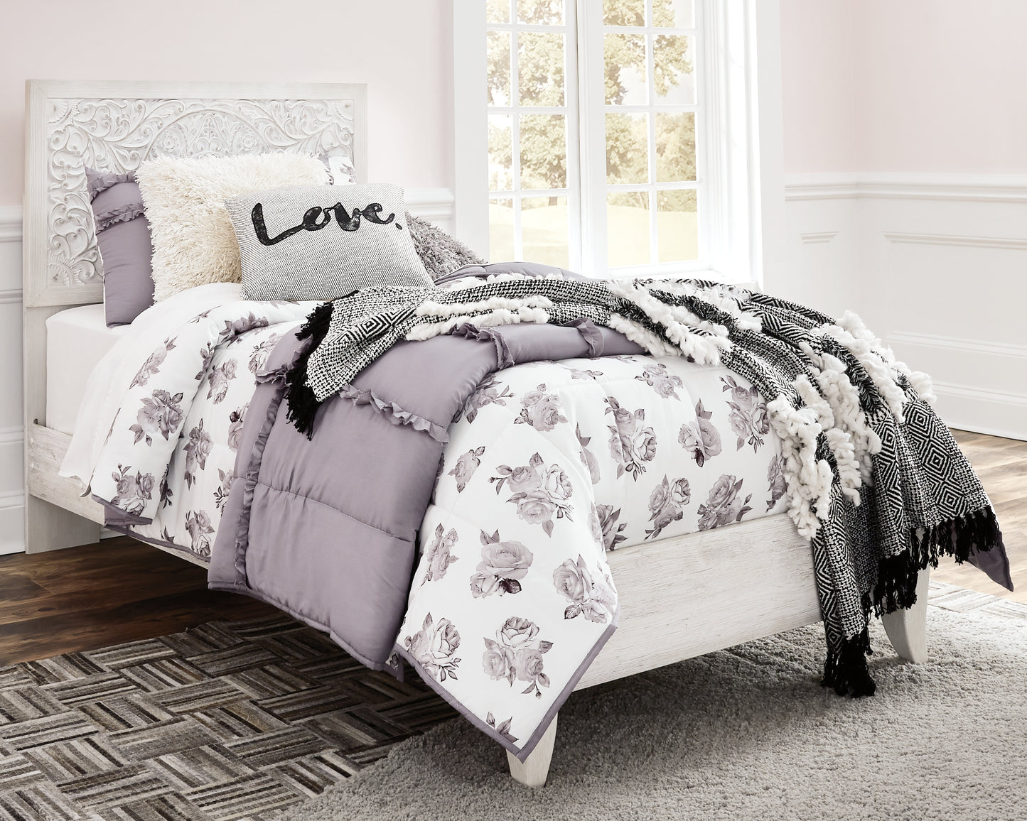 Cape Furniture Outlet - Ashley Furniture - Paxberry Bedroom - Twin Panel Bed / Whitewash - B181B1