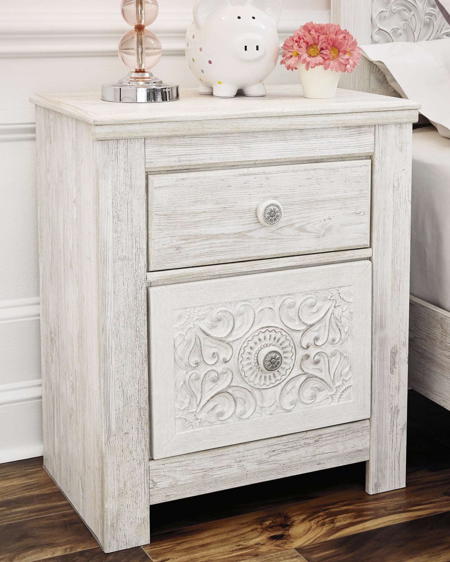 Cape Furniture Outlet - Ashley Furniture - Paxberry Bedroom - Two Drawer Night Stand / Whitewash - B181-92