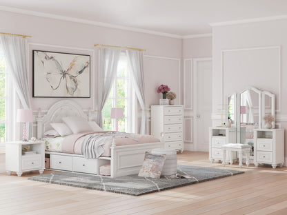 Cape Furniture Outlet - Ashley Furniture - Kozlani Bedroom - Twin Upholstered Panel Storage Bed / White - PCB1819B9