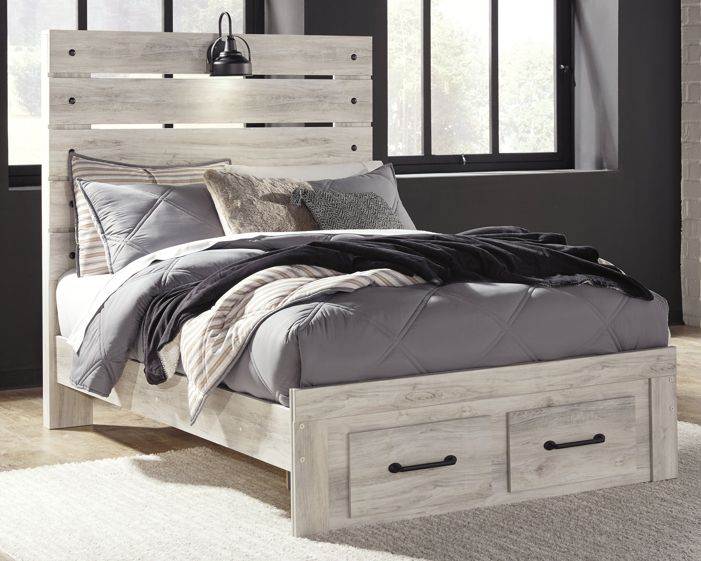 Cape Furniture Outlet - Ashley Furniture - Cambeck Bedroom - Full Panel Bed with 2 Storage Drawers / Whitewash - B192B33