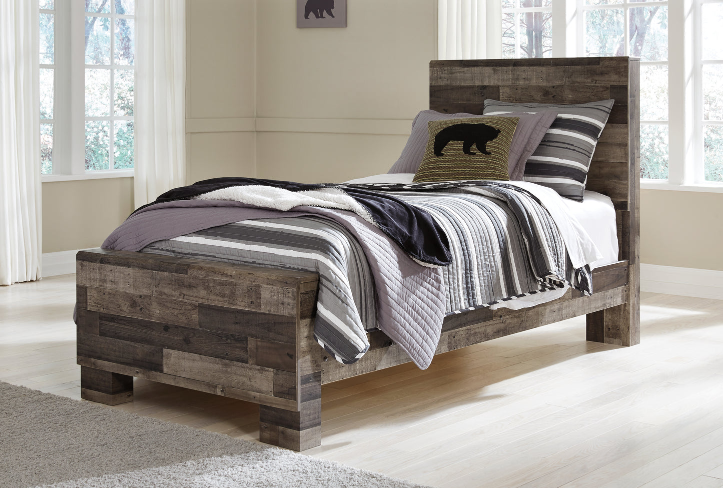 Cape Furniture Outlet - Ashley Furniture - Derekson Bedroom - Twin Panel Bed / Multi Gray - B200B2