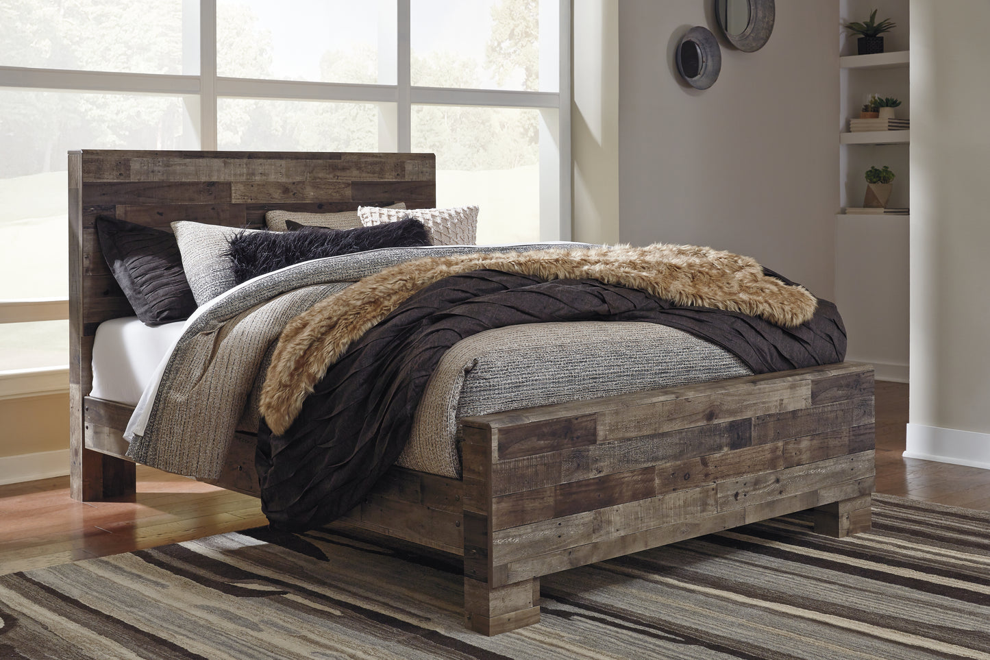 Cape Furniture Outlet - Ashley Furniture - Derekson Bedroom - Queen Panel Bed / Multi Gray - B200B6