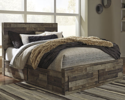 Cape Furniture Outlet - Ashley Furniture - Derekson Bedroom - Queen Panel Bed with 4 Storage Drawers / Multi Gray - B200B18