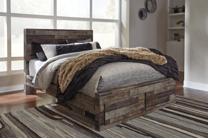 Cape Furniture Outlet - Ashley Furniture - Derekson Bedroom - Queen Panel Bed with 2 Storage Drawers / Multi Gray - B200B13