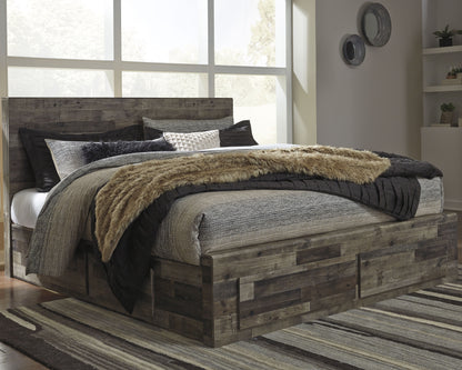 Cape Furniture Outlet - Ashley Furniture - Derekson Bedroom - King Panel Bed with 4 Storage Drawers / Multi Gray - B200B19